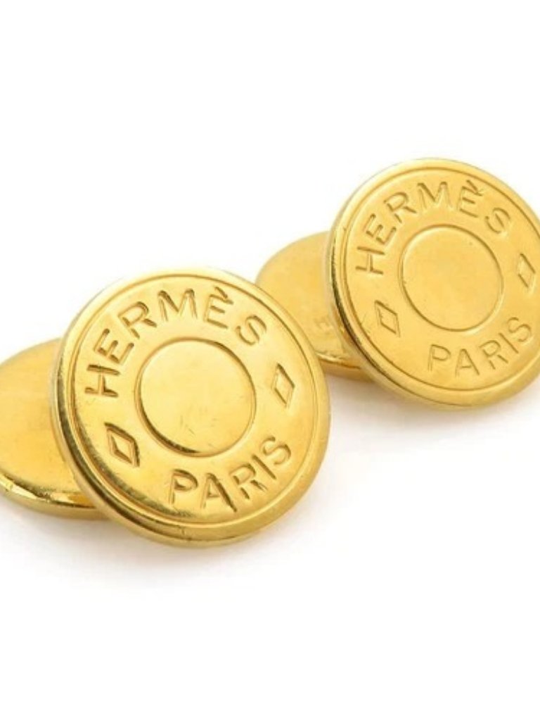 Auth Hermes Selle Cufflinks Gold Metal - R10997a
